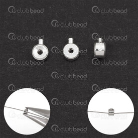 1754-1240501-01 - Argent Sterling Bille d'Arret Cylindre 2x3mm avec Tige a Ecraser Trou 0.8mm 4pcs 1754-1240501-01,Argent sterling,montreal, quebec, canada, beads, wholesale