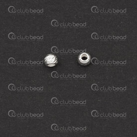 1754-1240601-0203 - Sterling Silver 925 Bead Round 2.5x3.2mm Cut Design 1.5mm Hole 20pcs 1754-1240601-0203,d,montreal, quebec, canada, beads, wholesale