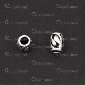 1754-12411-01 - Sterling Silver 925 Bead Cylinder 6x4.5mm Leaf Design 2.5mm Hole 4pcs 1754-12411-01,6.5,montreal, quebec, canada, beads, wholesale