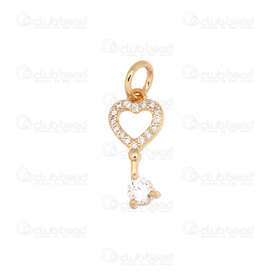 1755-2001 - Gold Filled 14K Pendant Key 16x8mm with Rhinestone Crystal 4mm with Ring 6mm 1pc 1755-2001,gold filled,montreal, quebec, canada, beads, wholesale