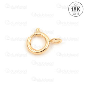 1757-1001-4.5 - Gold 18K Round Spring Clasp 4.5mm with Loop 1pc 1757-1001-4.5,Gold clasps,montreal, quebec, canada, beads, wholesale