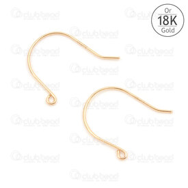 1757-1020-020.5 - Gold 18K Earring Fish Hook 11.5x12x0.5 with Loop 2pcs (1pair) 1757-1020-020.5,crochets,montreal, quebec, canada, beads, wholesale