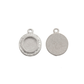 1760-1021 - Pewter Bezel Cup Pendant Round 13MM With Loop 10pcs Made in Quebec, Canada 1760-1021,montreal, quebec, canada, beads, wholesale