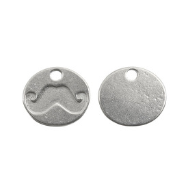1760-1029 - Pendentif Étain Fabriqué au Québec Oval Médaillon Moustache 15X18MM 10pcs Canada 1760-1029,montreal, quebec, canada, beads, wholesale