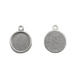 1760-1033 - Pewter Bezel Cup Pendant Round 12MM With Loop 10pcs Made in Quebec, Canada 1760-1033,montreal, quebec, canada, beads, wholesale