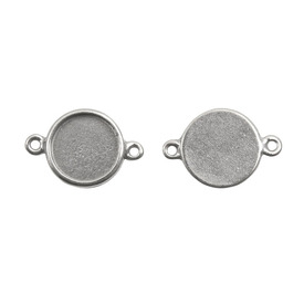 1760-1035 - Pewter Bezel Cup Link Round 12MM With 2 Loops 10pcs Made in Quebec, Canada 1760-1035,montreal, quebec, canada, beads, wholesale