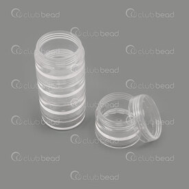 2001-0210-23 - Plastic Storage Screw-on Jars (5) 23x12mm inner Clear 1Set 2001-0210-23,Boxes,Storage,montreal, quebec, canada, beads, wholesale