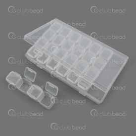 2001-0211 - Plastic Container 17.5x11x2.5cm 28boxes 2.5x2.5x2cm (4x7 ) Clear 2001-0211,Boxes,montreal, quebec, canada, beads, wholesale
