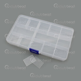 2001-0219 - Plastic Organiser Box 15 Compartments Detachable Clear 17x10x2.5cm 1pc 2001-0219,2001-0,montreal, quebec, canada, beads, wholesale