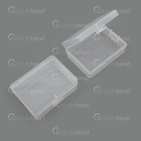 2001-0222-63 - Plastic Storage Rectangle Box 63x46x20mm inner Hookable Clear 68x50x24mm 10pcs 2001-0222-63,Boxes,montreal, quebec, canada, beads, wholesale