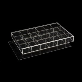 *2001-0281 - Acrylic Organiser Box 24 Cells Clear 1.5X9.5X13.5'' 1pc *2001-0281,Boxes,Storage,Plastic,Acrylic,Organiser Box,24 Cells,Clear,1.5X9.5X13.5'',1pc,China,montreal, quebec, canada, beads, wholesale