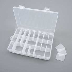 2001-0295 - Plastic Organiser Box 24 Cells Clear 3.5x13x19.5cm 1pc 2001-0295,2001-0,Clear,Plastic,Organiser Box,24 Cells,Clear,3.5x13x19.5cm,1pc,China,montreal, quebec, canada, beads, wholesale