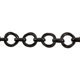 2601-0607-11 - Aluminium Multi-Rings Chain 25mm Black 5m Roll 2601-0607-11,Fancy chain,montreal, quebec, canada, beads, wholesale