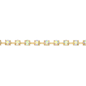 2601-0903-01 - Rhinestone Gold Chain Square Base SS14 Crystal AB 1m 2601-0903-01,Chains,Rhinestones,montreal, quebec, canada, beads, wholesale