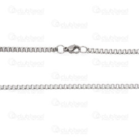 2602-0118-2.5N - Chaîne Maille Vénitienne Acier Inoxydable 304 2.5mm Collier 18" (45.7cm) Naturel 1 pc 2602-0118-2.5N,Chaînes,Par styles,Vénicienne,montreal, quebec, canada, beads, wholesale