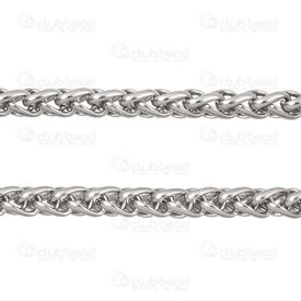 2602-0305-N7 - Acier Inoxydable 304 Chaine Spiga 7mm Non Soude Naturel Rouleau 5m 2602-0305-N7,Chaînes,Par styles,Spiga,montreal, quebec, canada, beads, wholesale
