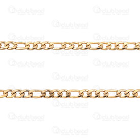 2602-0505-GL - Acier Inoxydable 304 Chaine Figaro 4x5.5x1.5mm 4x7.5x1.5mm Non Soude Plaque Or Rouleau 5m 2602-0505-GL,Chaînes,Acier inoxydable,montreal, quebec, canada, beads, wholesale