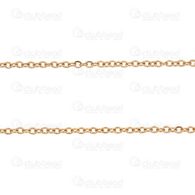 2602-1910-GL1.5 - Stainless Steel 304 Cable Mirror Chain 1.5x2mm Soldered Inner Link Diameter 0.8mm Gold Plated 10m Roll 2602-1910-GL1.5, acier inoxydable chaine,montreal, quebec, canada, beads, wholesale
