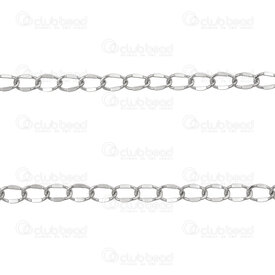 2602-2010-3N - Stainless Steel 304 Mirror Curb Chain 3x4.8x0.5mm Soldered Natural 10m Roll 2602-2010-3N,montreal, quebec, canada, beads, wholesale