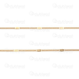 2602-2105-1.5FGL - Stainless Steel 304 Curb Chain 1.5x2x0.5mm with Flat Link Design Soldered 0.4mm Inner Link Diameter Gold Plated 5m Roll 2602-2105-1.5FGL,chaîne d,montreal, quebec, canada, beads, wholesale
