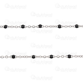 2602-2505-1.6N3 - Stainless Steel 304 Cable Satelite Chain 1.6x2.3x0.3mm 2mm Dots Black Soldered 0.8mm Inner Link Diameter Natural 5m Roll 2602-2505-1.6N3,montreal, quebec, canada, beads, wholesale