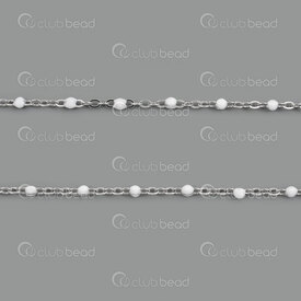 2602-2510-2N1 - Stainless Steel 304 Cable Satellite Chain 2x2.8x0.4mm 2mm Dots White Soldered 1mm Inner Link Diameter Natural 10m Roll 2602-2510-2N1,stainless steel chain,montreal, quebec, canada, beads, wholesale