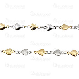2602-2605-NG - Stainless Steel 304 Chain With Hearts 5x2mm Gold Natural 5m Roll 2602-2605-NG,Chains,By styles,Others,Stainless Steel 304,Chain,With Hearts,5X2MM,Natural,Gold,5m Roll,China,montreal, quebec, canada, beads, wholesale