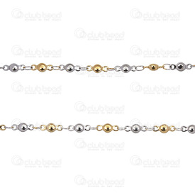 2602-2705-NG - Stainless Steel 304 Bead Shape Links Chain 3mm 2 Tone Gold-Natural 5m Roll 2602-2705-NG,Chains,By styles,Others,Stainless Steel 304,Bead Shape Links,Chain,3mm,2 Tone Gold-Natural,5m Roll,China,montreal, quebec, canada, beads, wholesale