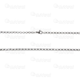 2602-3118-N2.5 - Chaîne Rolo Jaseron Acier Inoxydable 304 2.5mm Collier 18" (45.7cm) Naturel 1pc 2602-3118-N2.5,Stainless Steel 304,18" (45.7cm),Stainless Steel 304,Rolo,Chaîne,Collier,18" (45.7cm),2.5mm,Naturel,1pc,Chine,montreal, quebec, canada, beads, wholesale