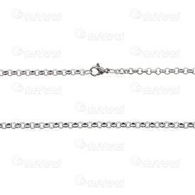 2602-3118-N3.5 - Chaîne Rolo Jaseron Acier Inoxydable 304 3.5mm Collier 18" (45.7cm) Naturel 1pc 2602-3118-N3.5,Chaînes,Acier inoxydable,Stainless Steel 304,Rolo,Chaîne,Collier,18" (45.7cm),3.5mm,Naturel,1pc,Chine,montreal, quebec, canada, beads, wholesale