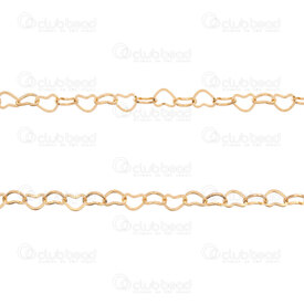 2602-5005-S3.5GL - Stainless Steel 304 Fancy Heart Chain 3.5x4.5x0.5mm Hollow Square Wire Link Soldered Gold Plated 5m Roll 2602-5005-S3.5GL,montreal, quebec, canada, beads, wholesale