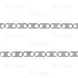 2602-5305-3.5N - Stainless Steel 304 Fancy Chain 3.5x8.5x0.5mm Flat Plate Links Soldered Natural 5m Roll 2602-5305-3.5N,New Products,montreal, quebec, canada, beads, wholesale