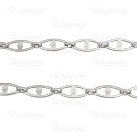 2602-5605-7.5N - Stainless Steel 304 Fancy Chain 7.5x16.5x1mm Evil Eye shape Unsoldered Natural 5m Roll 2602-5605-7.5N,chaîne,montreal, quebec, canada, beads, wholesale