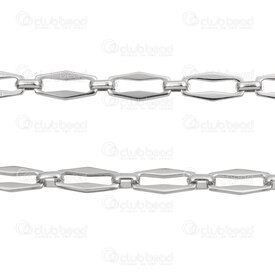 2602-5705-7TN - Stainless Steel 304 Fancy Chain 7x15x1.4mm Lozenge shape Thick Link Unsoldered Natural 5m Roll Chine 2602-5705-7TN,2602-,montreal, quebec, canada, beads, wholesale