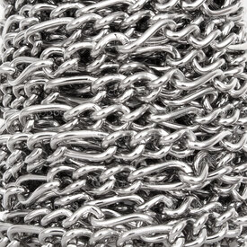 2602-6505-4.5N - Stainless Steel Figaro Chain 4.5x9.5x1.2mm Natural 5m Roll 2602-6505-4.5N,Chains,montreal, quebec, canada, beads, wholesale