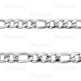 2602-6505-9.5N - Stainless Steel 304 Figaro Chain 9.5x13.5x2.5mm 9.5x18x2.5mm Unsoldered Natural 5m Roll 2602-6505-9.5N,chaine inox 2.5mm,montreal, quebec, canada, beads, wholesale