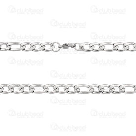 2602-6522-13 - Stainless Steel 304 Figaro Chain Necklace 21.5" (55cm) 13x6.5x1.8mm Natural 1pc 2602-6522-13,Chains,Necklace with clasp,Stainless Steel 304,Figaro,Chain,Necklace,21.5" (55cm),13x6.5x1.8mm,Natural,1pc,China,montreal, quebec, canada, beads, wholesale