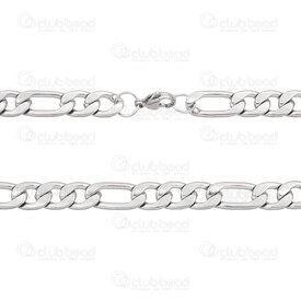 2602-6522-19 - Stainless Steel 304 Figaro Chain Necklace 21.5" (55cm) 18.5x8.5x2.4mm Natural 1pc 2602-6522-19,Chains,Necklace with clasp,Stainless Steel 304,Figaro,Chain,Necklace,21.5" (55cm),18.5x8.5x2.4mm,Natural,1pc,China,montreal, quebec, canada, beads, wholesale
