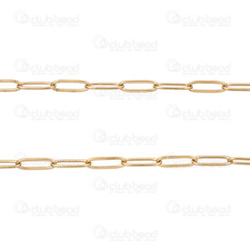 2602-7005-3.5Gl - Acier Inoxydable 304 Chaine Trombone 3.5x10x0.8mm Soude Plaque Or Rouleau 5m 2602-7005-3.5Gl,Chaînes,Par styles,Trombone,montreal, quebec, canada, beads, wholesale