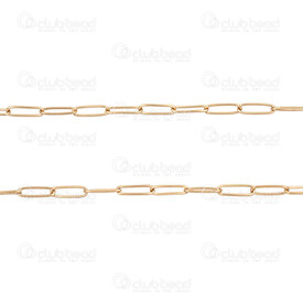 2602-7005-3GL - Acier Inoxydable Chaine Forcat Oval Alterne 2.7x8x0.6mm Soude Plaque Or Rouleau 5m 2602-7005-3GL,wire 18,montreal, quebec, canada, beads, wholesale