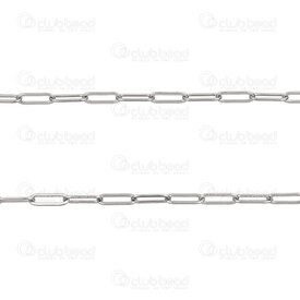 2602-7005-3N - Chaîne Trombone Plat Acier Inoxydable 304 3x9x0.7mm Soudé Naturel Rouleau de 5m 2602-7005-3N,Chaînes,Par styles,Trombone,montreal, quebec, canada, beads, wholesale