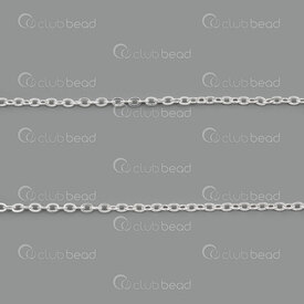 2602-7605-1.5SL - Stainless Steel 304 Cable Miroir Chain 1.5x2x0.3mm Soldered Link Inner Diameter 0.8mm Silver Color 5m Roll 2602-7605-1.5SL,chaîne forçat,montreal, quebec, canada, beads, wholesale