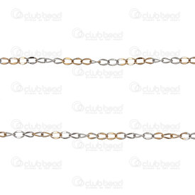 2602-7605-2.5NGL - Stainless steel flat mirror cable chain 2.5x4mm natural-gold 5m roll 2602-7605-2.5NGL,2602-,montreal, quebec, canada, beads, wholesale