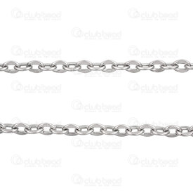 2602-7605-5.5N - Stainless Steel 304 Mirror Cable Chain 5.5x7.5x1.4mm Unsoldered Natural 5m Roll 2602-7605-5.5N,Chains,Stainless Steel ,montreal, quebec, canada, beads, wholesale