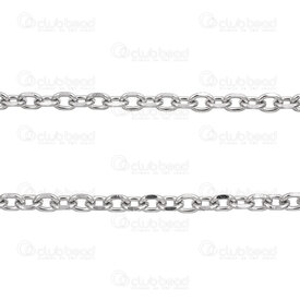 2602-7605-DC5N - Stainless Steel 304 Cable Chain Diamond Cut 5.2x7x1.4mm Unsoldered Natural 5m Roll 2602-7605-DC5N,Chains,Stainless Steel ,montreal, quebec, canada, beads, wholesale