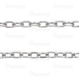 2602-7605-DC7N - Stainless Steel 304 Cable Chain Diamond Cut 7x11x1.8mm Unsoldered Natural 5m Roll 2602-7605-DC7N,Chains,montreal, quebec, canada, beads, wholesale
