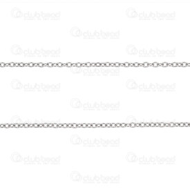 2602-7610-1.5N.5 - Stainless Steel 304 Mirror Cable Chain 1.5x2x0.5mm Soldered Natural 10m Roll 2602-7610-1.5N.5,chaine inox 2.5mm,montreal, quebec, canada, beads, wholesale