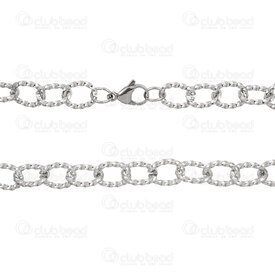 2602-7824-9.5N - Stainless Steel Cable Chain 9.5x13x2mm Twisted Unsoldered Necklace 24in (61cm) Natural 1pc 2602-7824-9.5N,torsade,montreal, quebec, canada, beads, wholesale