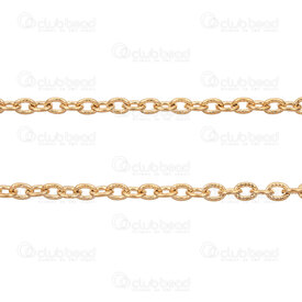2602-7905-3GL - Acier Inoxydable 304 Chaine Forcat 3.2x4.2x0.8mm Motif Tournesol Martele Soude Or Plaque Rouleau 5m 2602-7905-3GL,Chaînes,Par styles,Forçat,montreal, quebec, canada, beads, wholesale