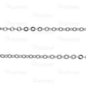 2602-7910-3N - Acier Inoxydable 304 Chaine Forcat 3x3.5x0.5mm Motif Tournesol Martele Soude Naturel Rouleau 10m 2602-7910-3N,chaine inox 2.5mm,montreal, quebec, canada, beads, wholesale